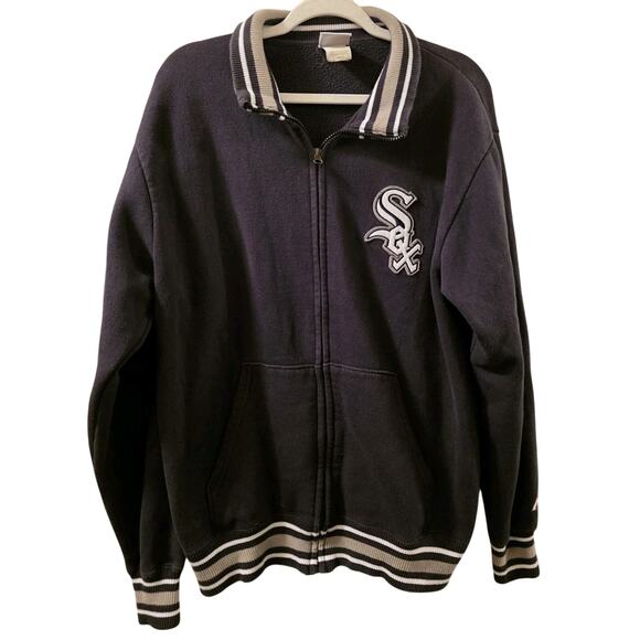 Vtg Majestic Mens Chicago White Sox Baseball Sweatshirt Jacket Full Zip Black M - Picture 1 of 10